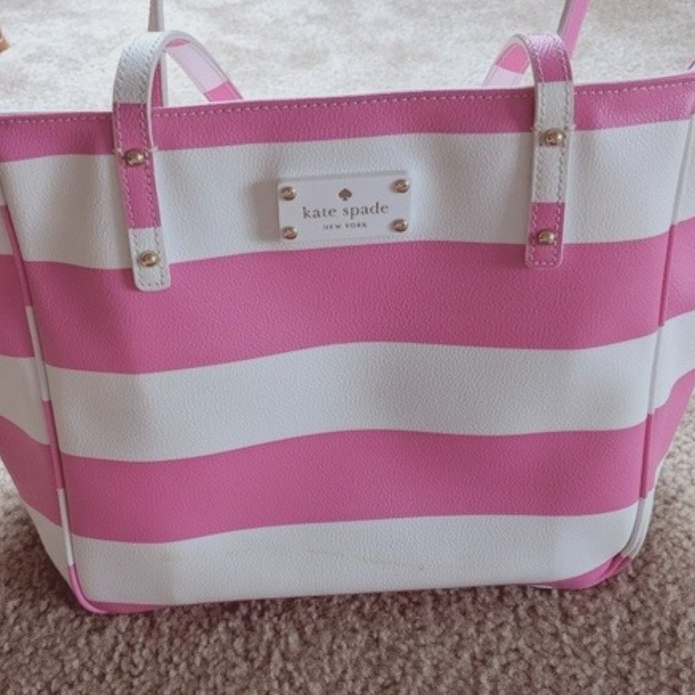 Kate Spade Pink and White Stripe Handbag